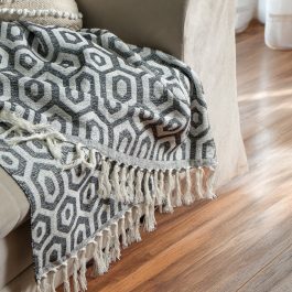 Handwoven Hexagon Pattern Cotton Throw – 58″ x 50″